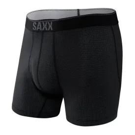 Saxx Men's Quest Quick Dry Mesh Boxer Brief w/Fly Black II