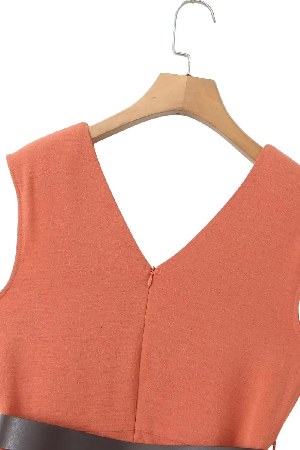 ‘Scarlett’ Simple V-neck with Waist Belt Sleeveless Jumpsuit