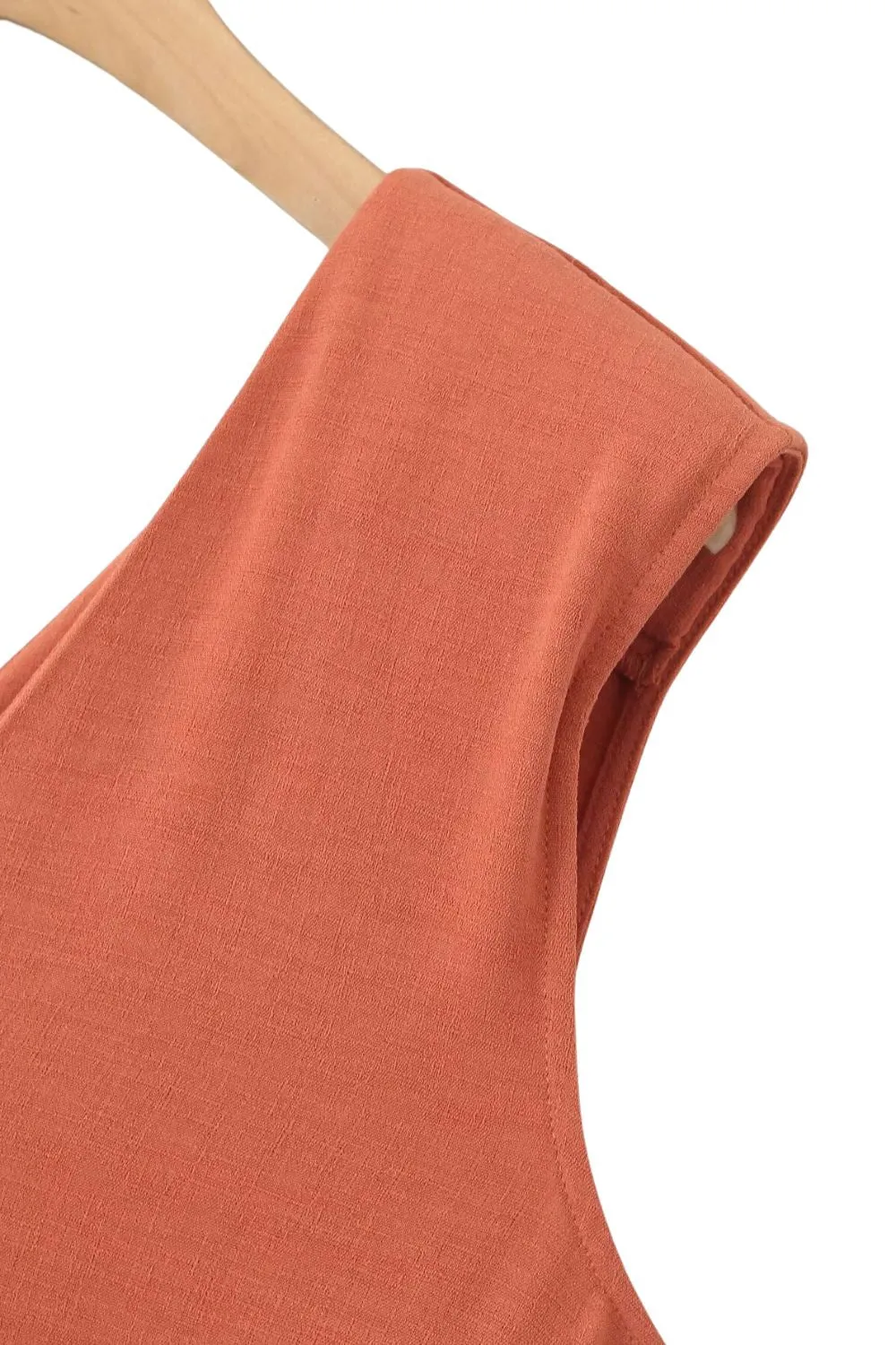 ‘Scarlett’ Simple V-neck with Waist Belt Sleeveless Jumpsuit