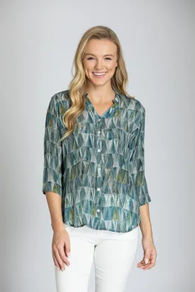 Sea Glass Mandarin Collar Blouse
