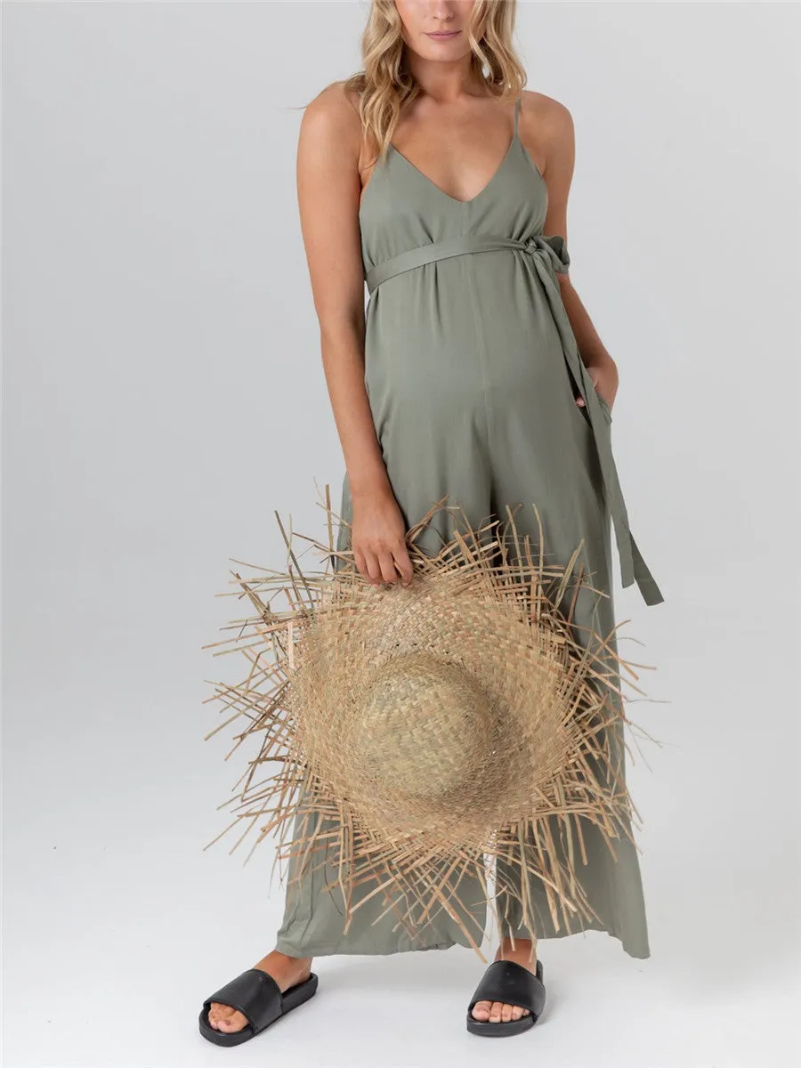 Simple Loose Suspenders Pregnant Women'S Jumpsuit