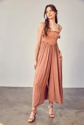 Simple Moments Smocked Wide Leg Jumpsuit
