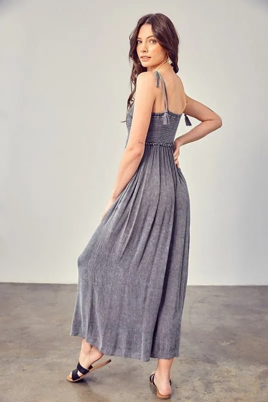 Simple Moments Smocked Wide Leg Jumpsuit