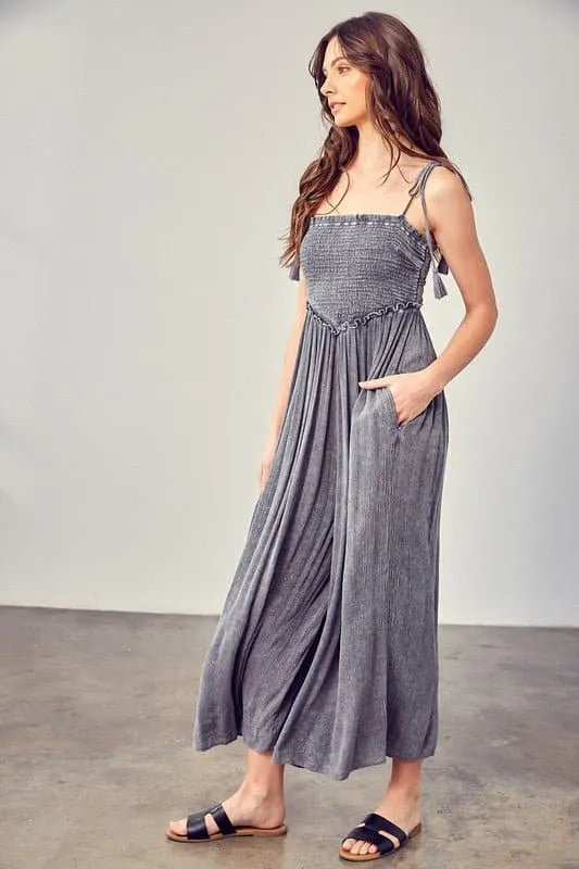 Simple Moments Smocked Wide Leg Jumpsuit