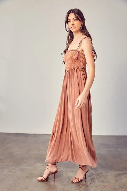 Simple Moments Smocked Wide Leg Jumpsuit