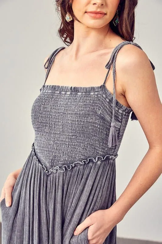 Simple Moments Smocked Wide Leg Jumpsuit