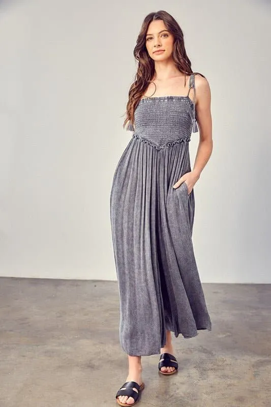 Simple Moments Smocked Wide Leg Jumpsuit