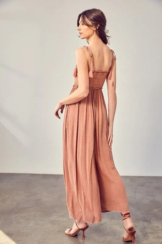 Simple Moments Smocked Wide Leg Jumpsuit