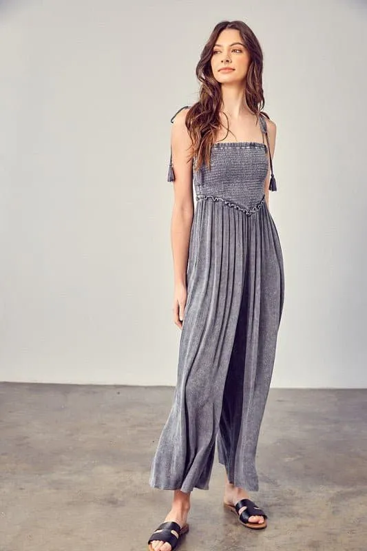 Simple Moments Smocked Wide Leg Jumpsuit
