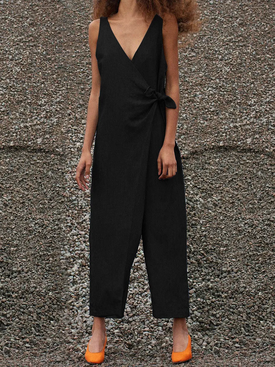 Simple Suspenders with Bow Tie Jumpsuit