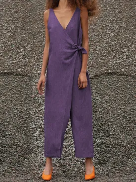 Simple Suspenders with Bow Tie Jumpsuit