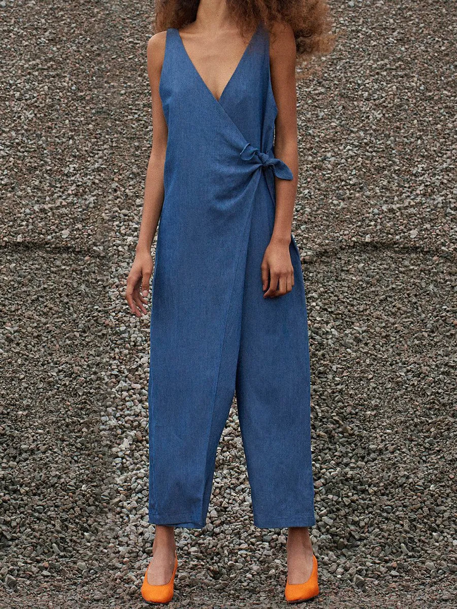 Simple Suspenders with Bow Tie Jumpsuit