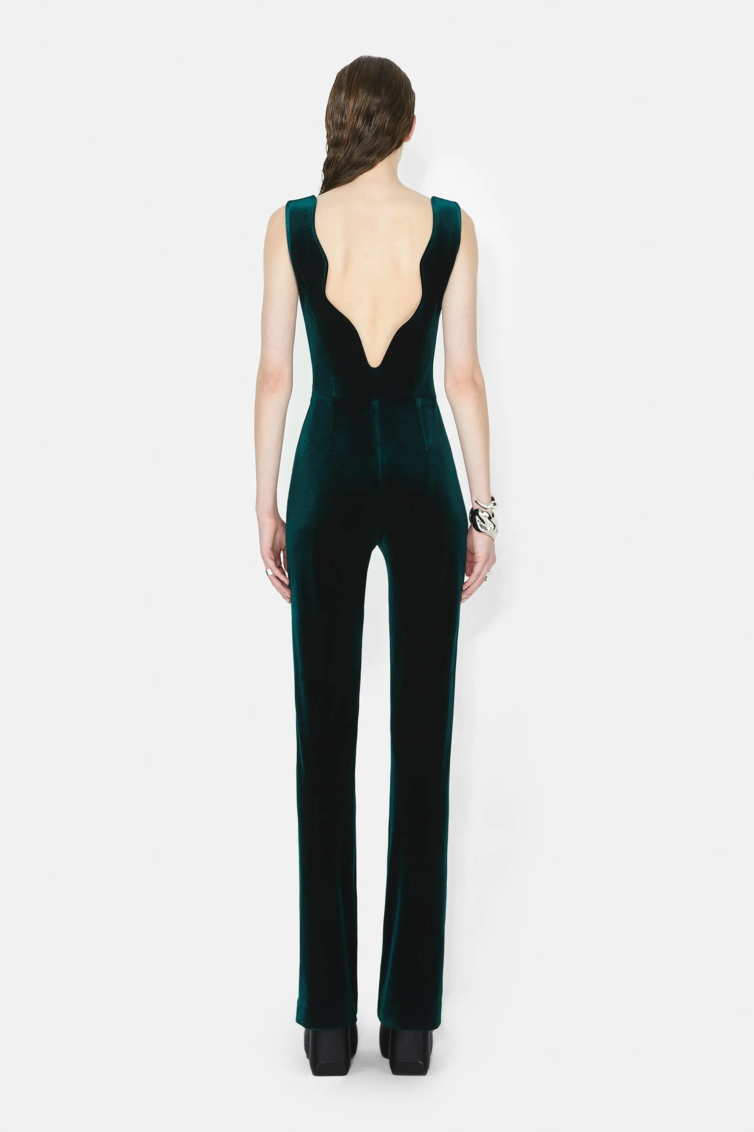 Siren Velvet Jumpsuit - Pine