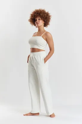 Sitka blossom-embroidered ethical-cotton joggers - Moonlight White