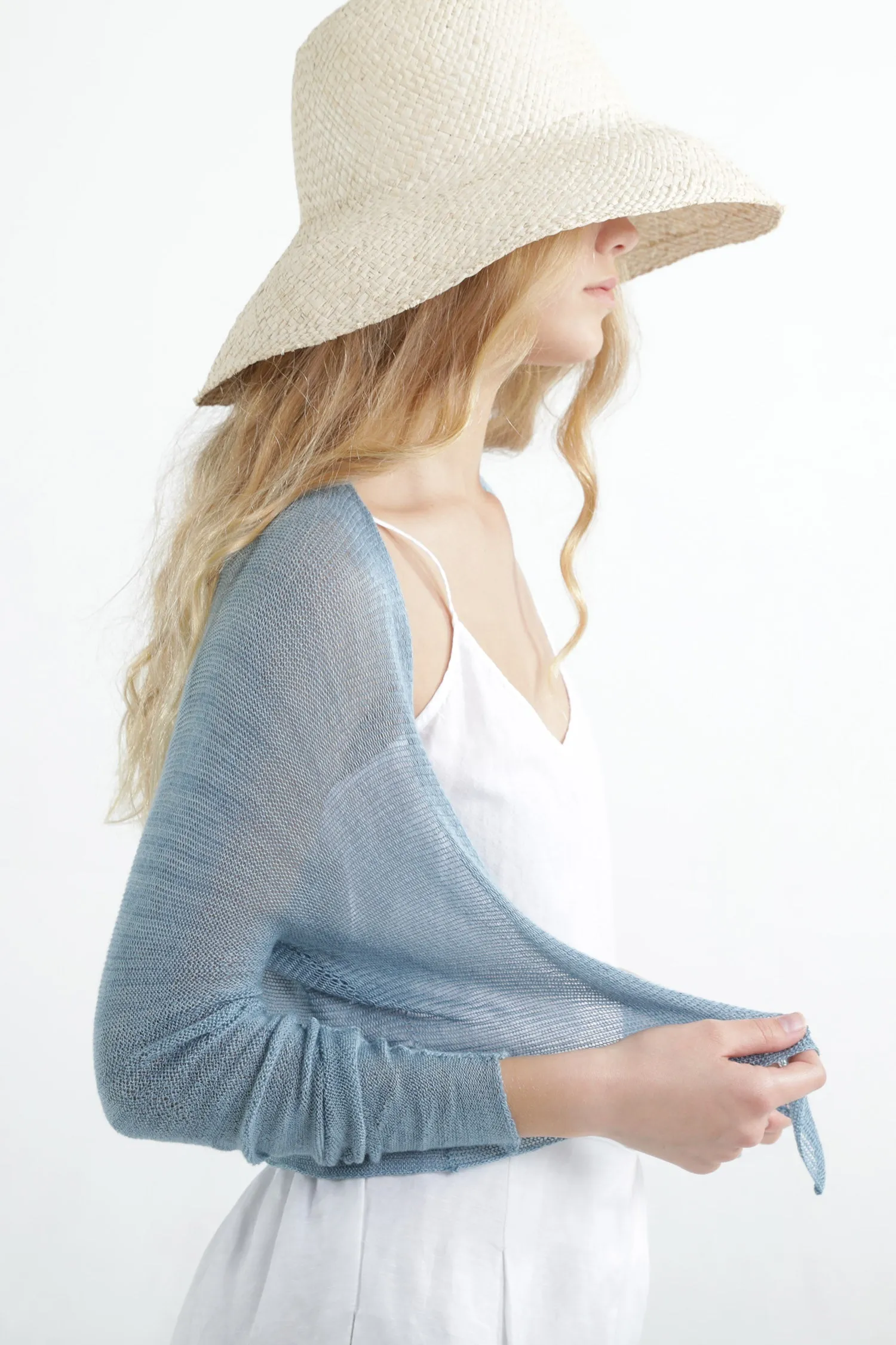 Sky Blue Short Light Bamboo Cardigan