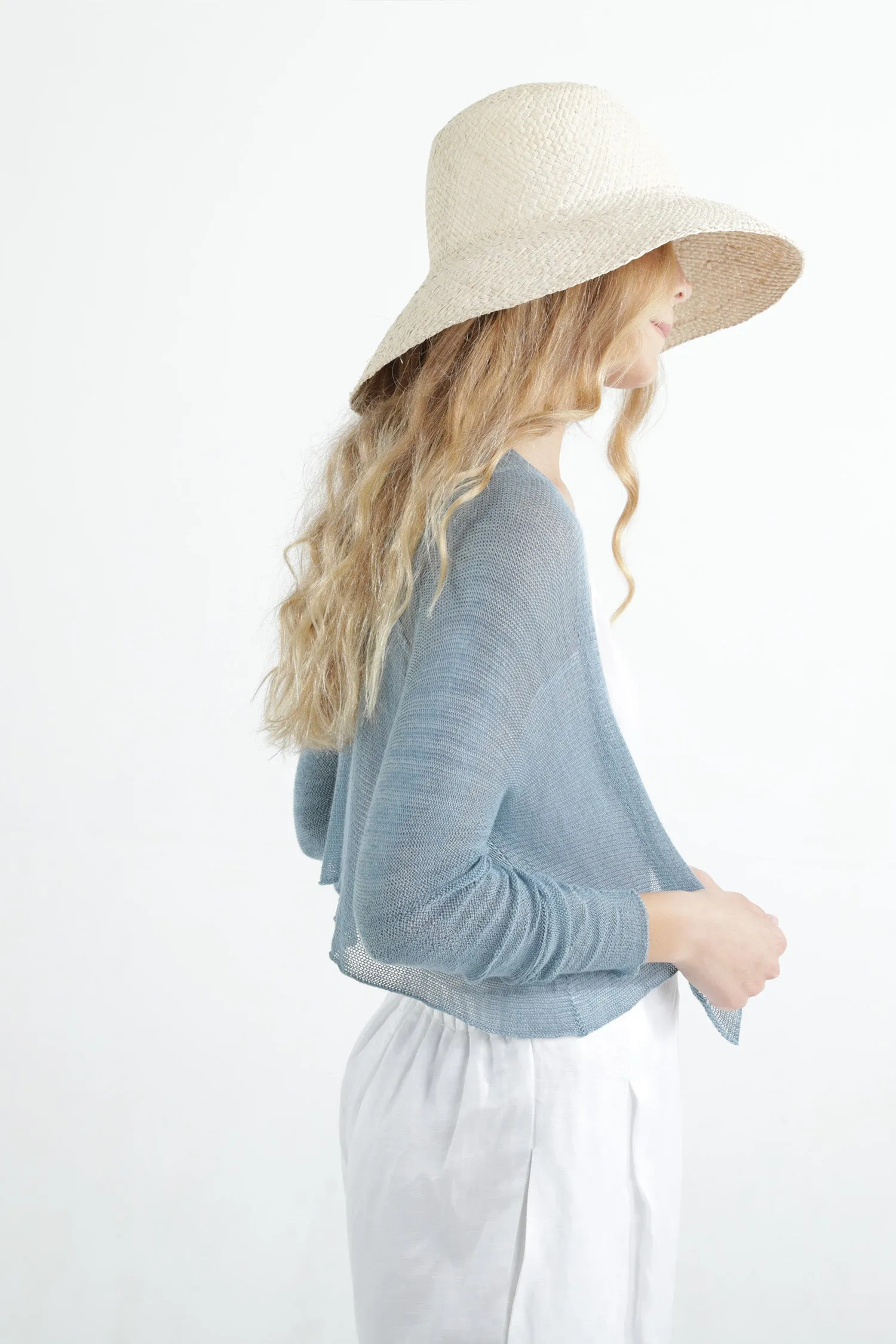 Sky Blue Short Light Bamboo Cardigan
