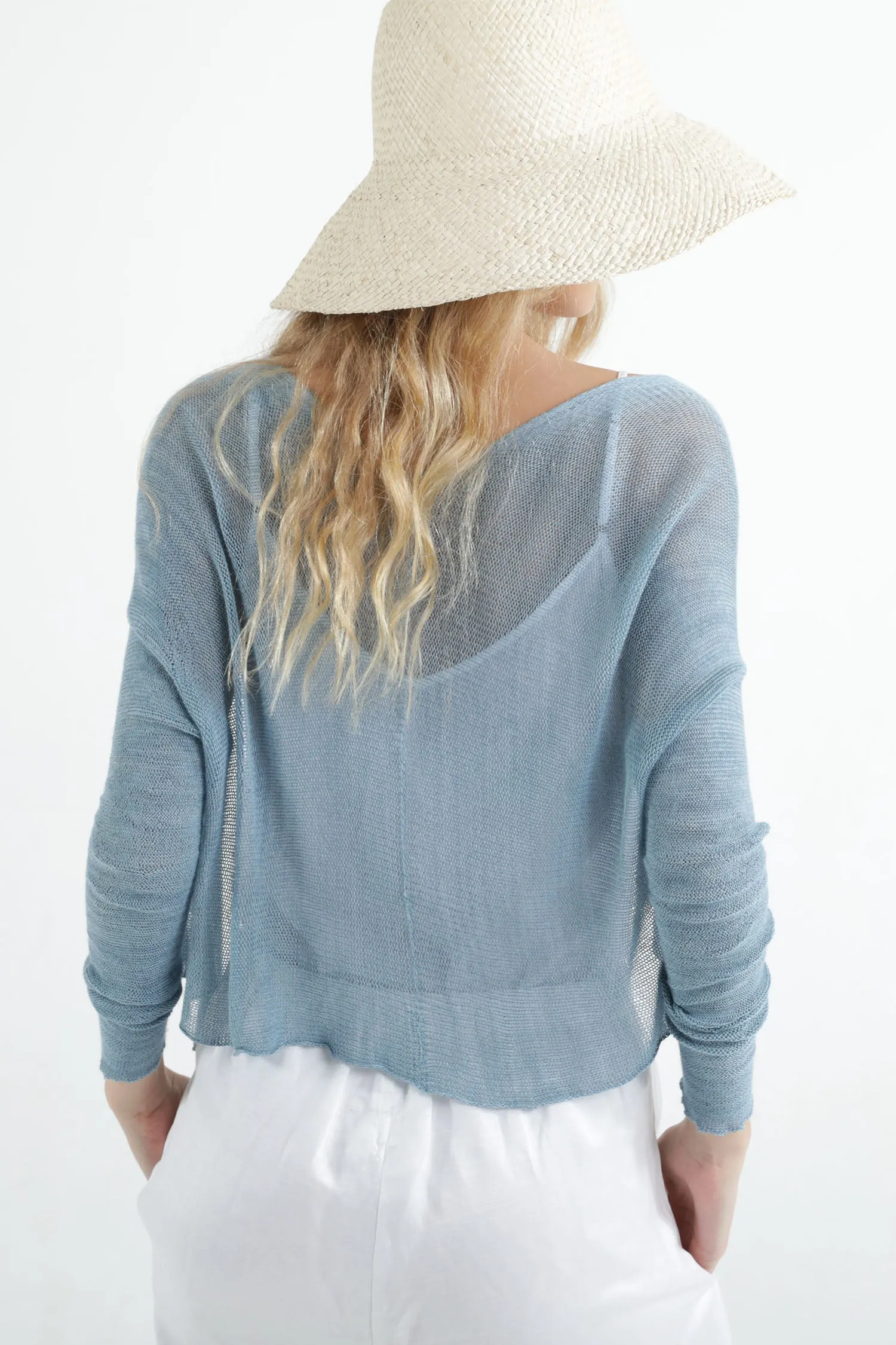 Sky Blue Short Light Bamboo Cardigan