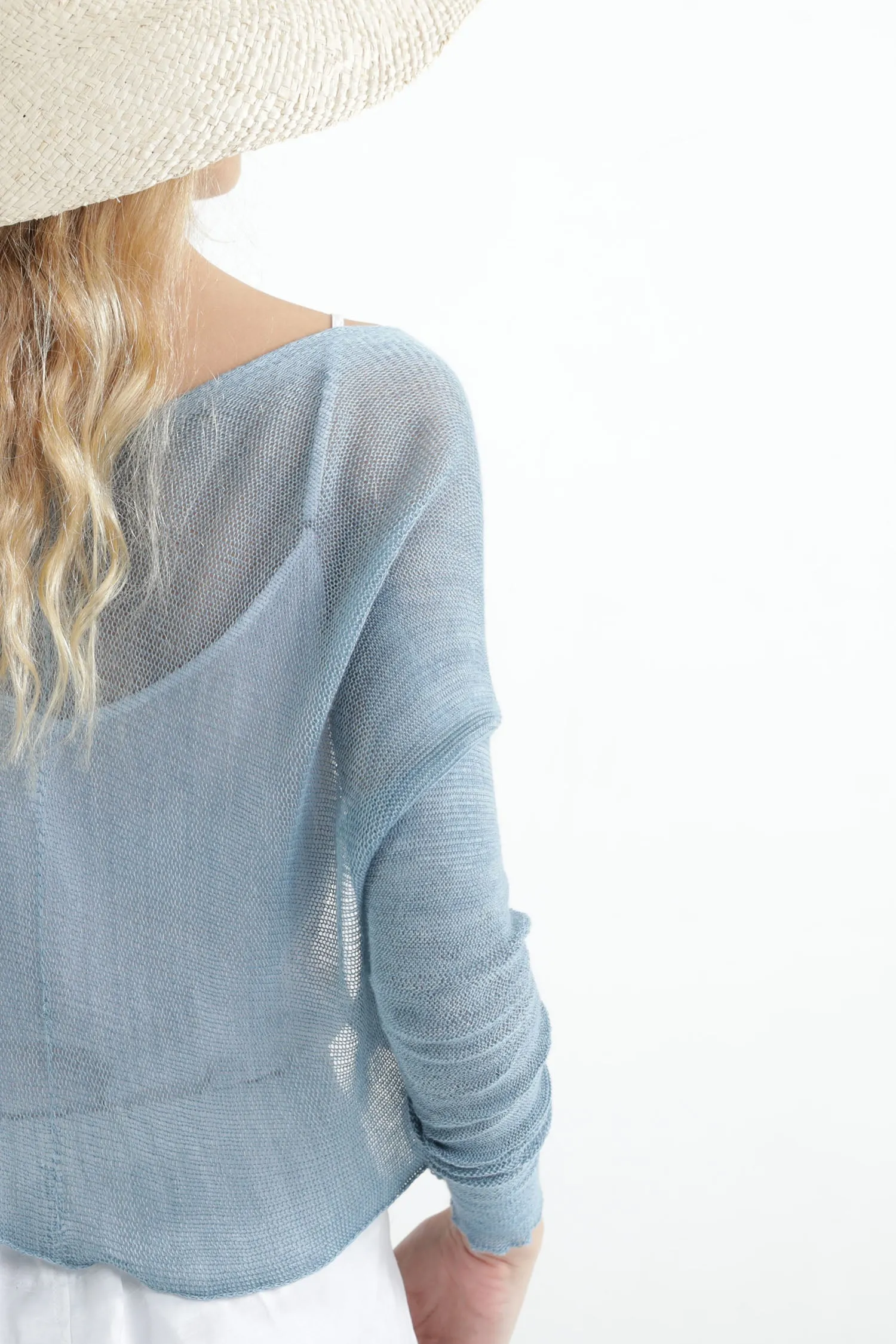 Sky Blue Short Light Bamboo Cardigan