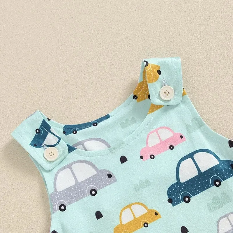 Sleeveless Cars Baby Jumpsuit