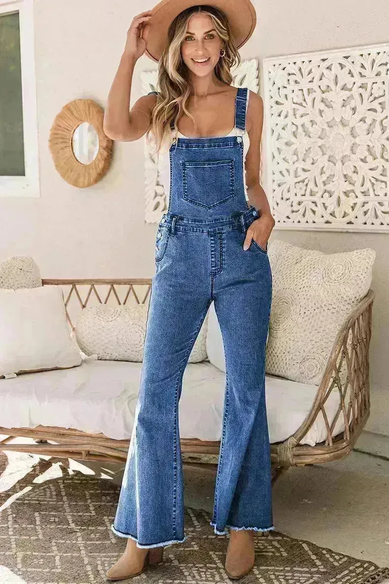 Sleeveless Jumpsuit All-match Multi-pocket Flared Pants