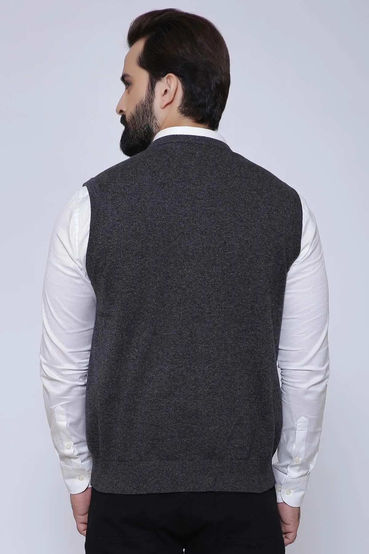 SWEATER CARDIGAN SLEEVE LESS DARK GREY