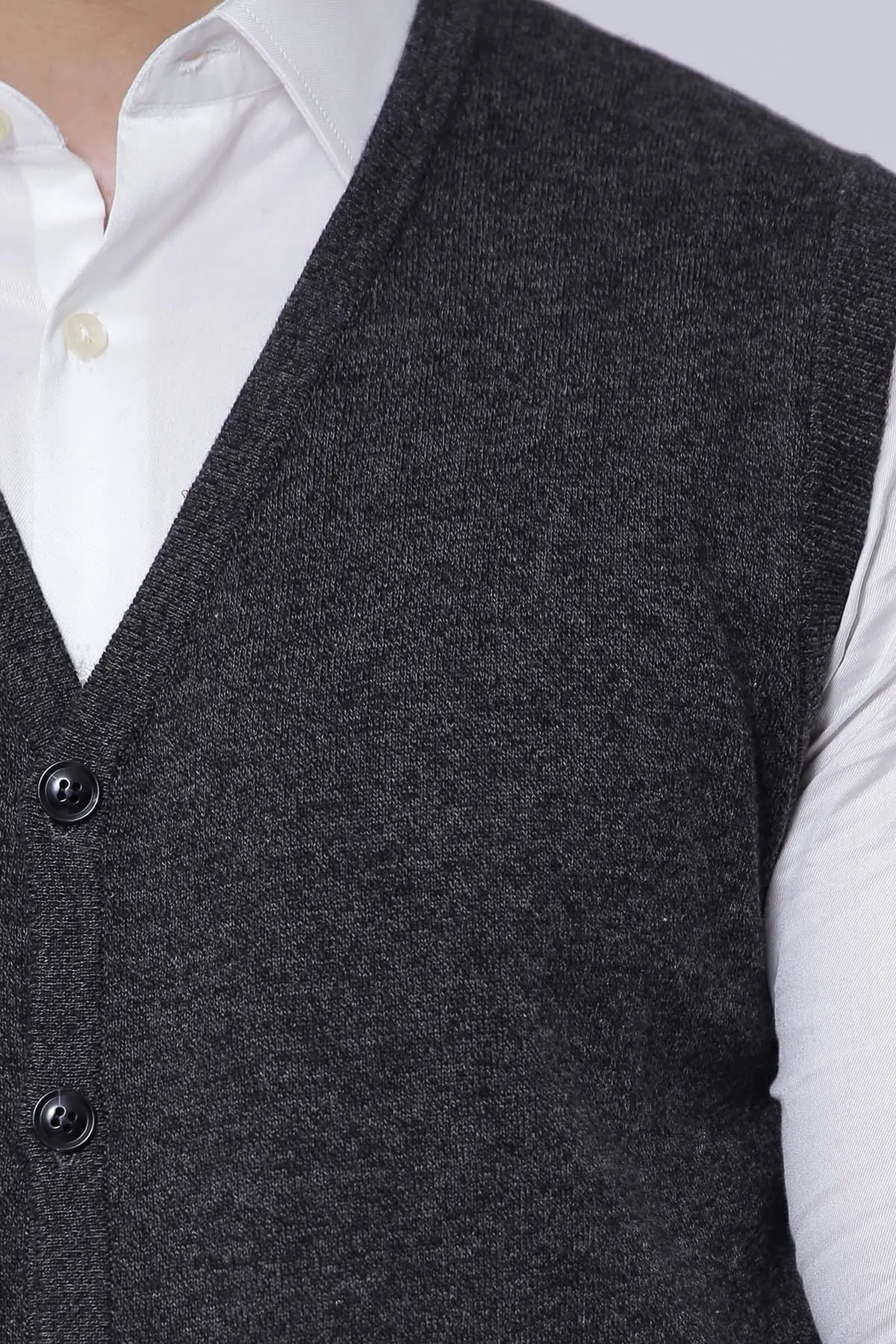 SWEATER CARDIGAN SLEEVE LESS DARK GREY