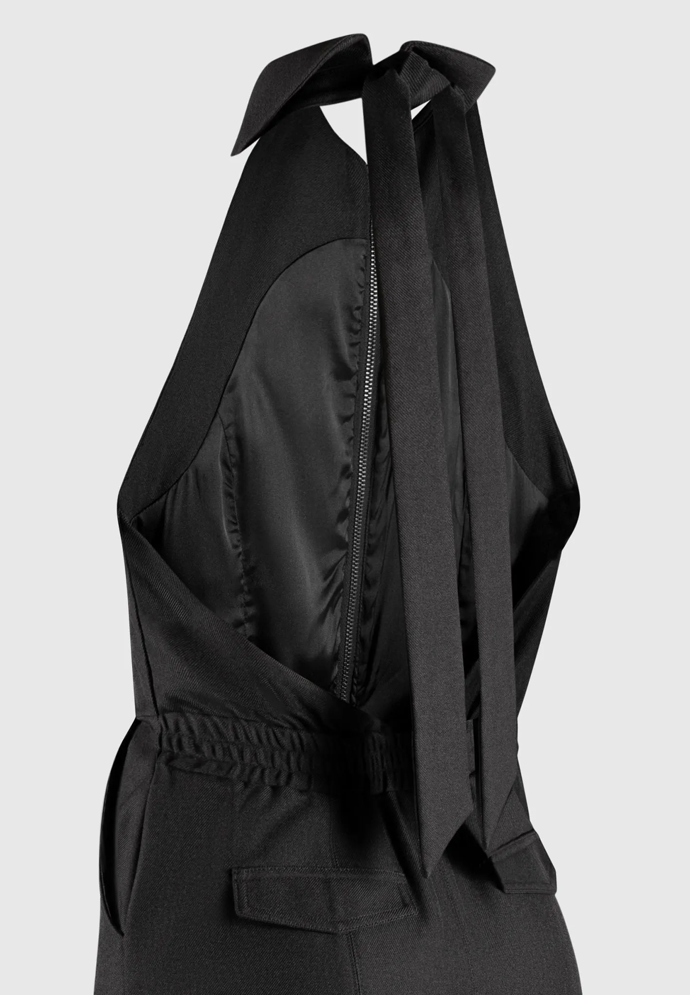 Tailored Halterneck Cargo Jumpsuit - Black
