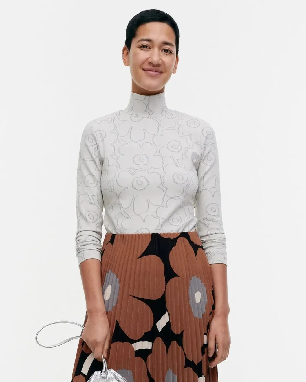 Taittuen Piirto Unikko Jersey Turtleneck | Light Grey, Silver