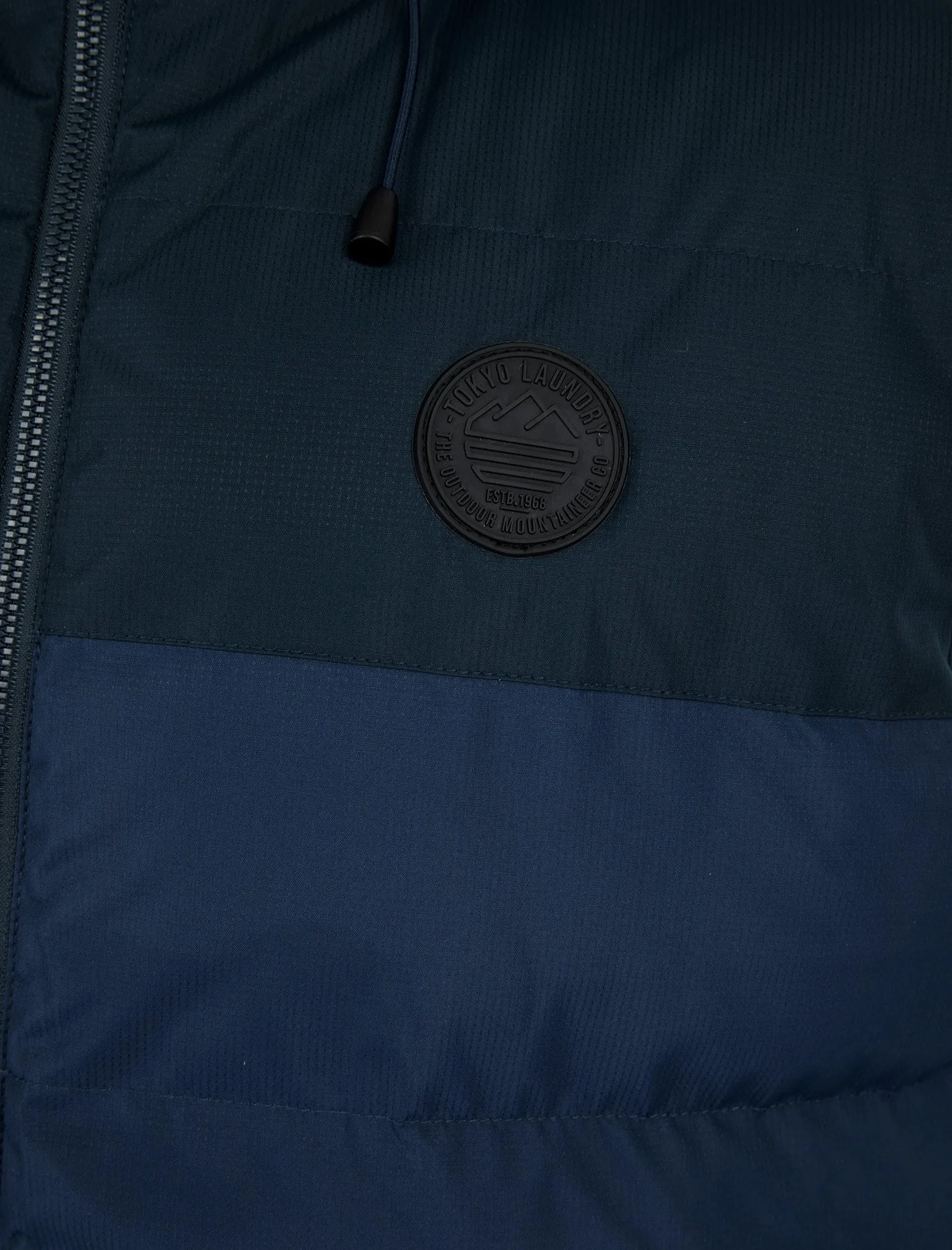 Tarlo Micro-Fleece Lined Hooded Quilted Puffer Gilet in Sky Captain Navy - Tokyo Laundry