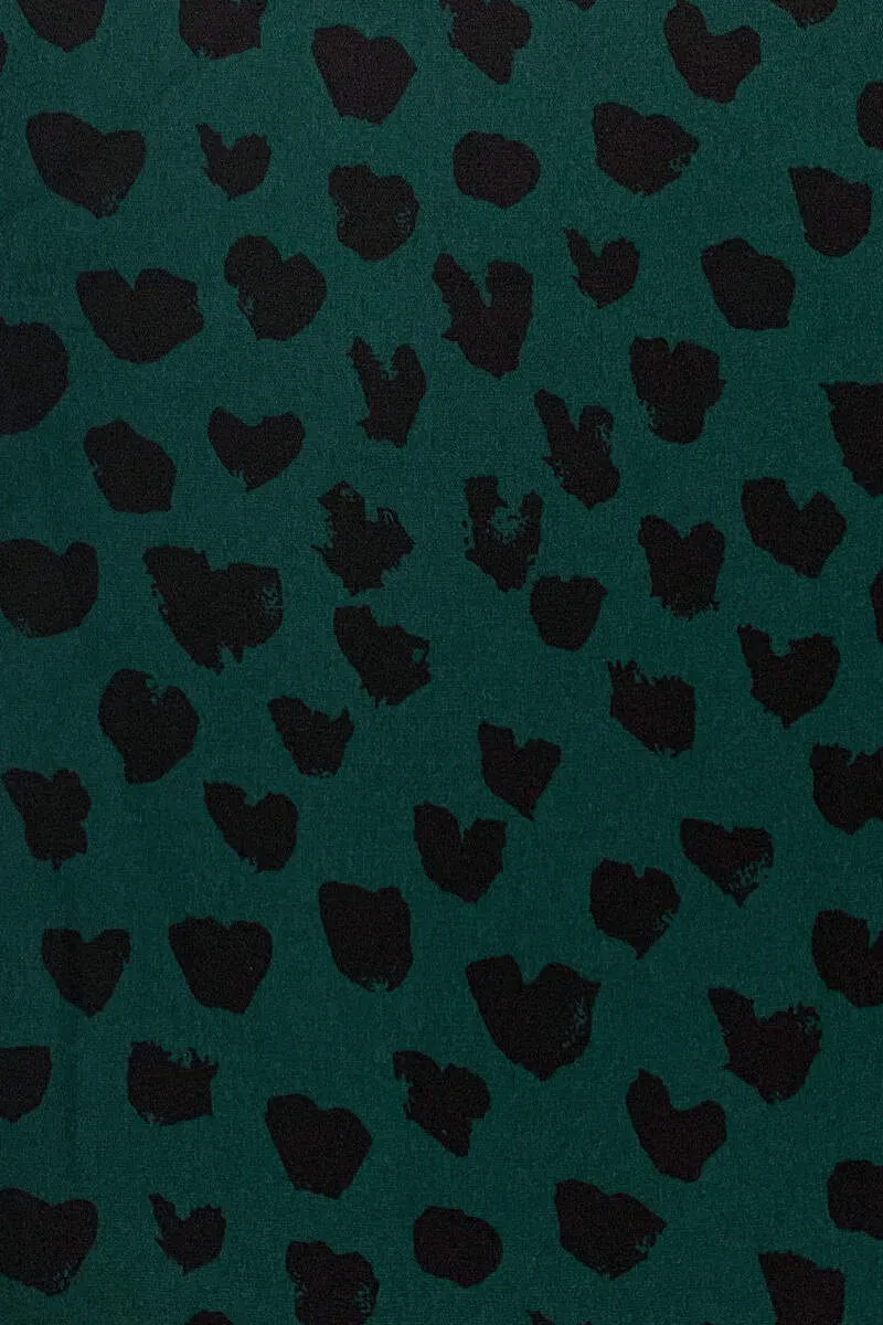 Teal Heart Printed Belted Jumpsuit
