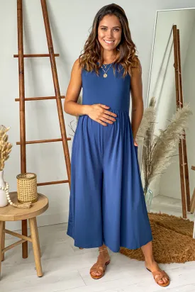 Teal Maternity Jumpsuit with Pockets