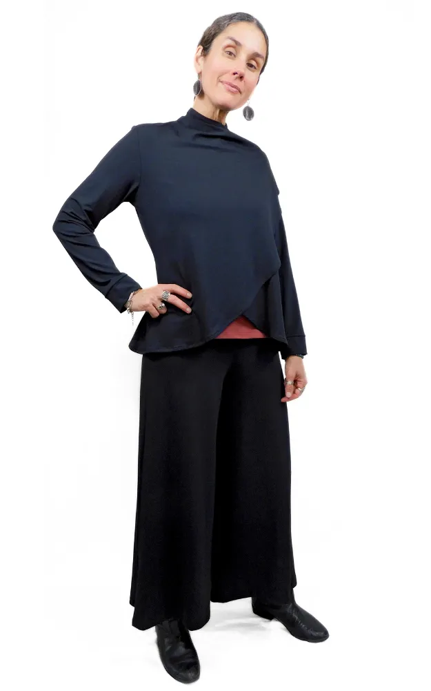 Tencel Lyocell Short Wrap Cardigan - Black