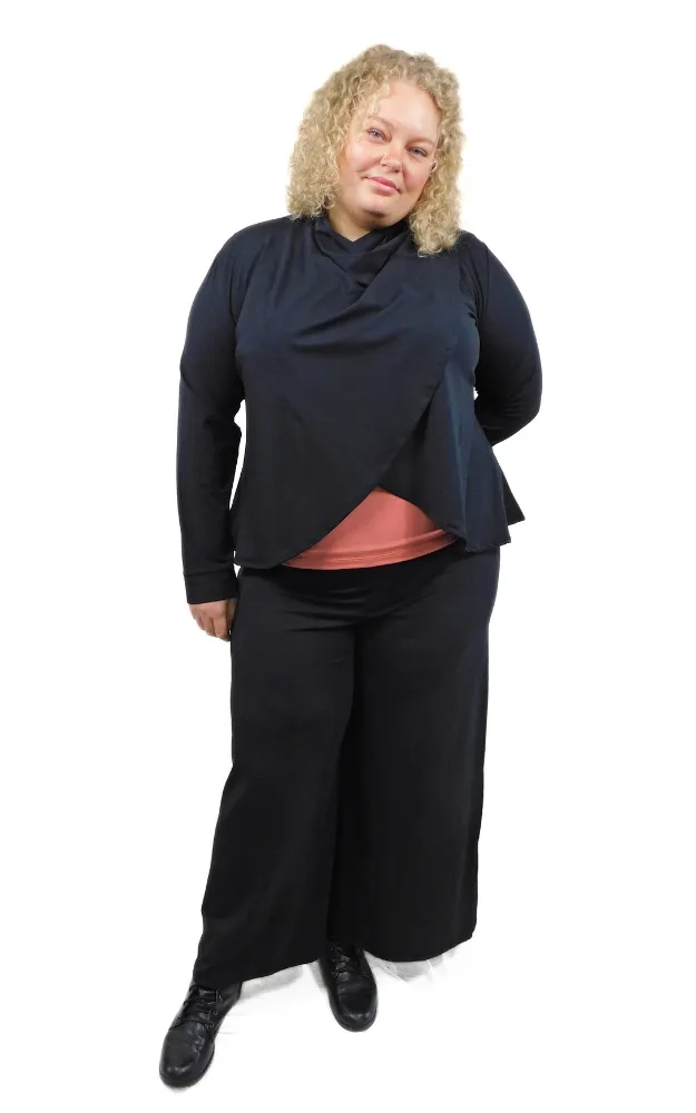 Tencel Lyocell Short Wrap Cardigan - Black