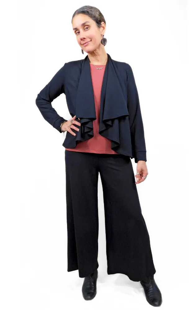 Tencel Lyocell Short Wrap Cardigan - Black