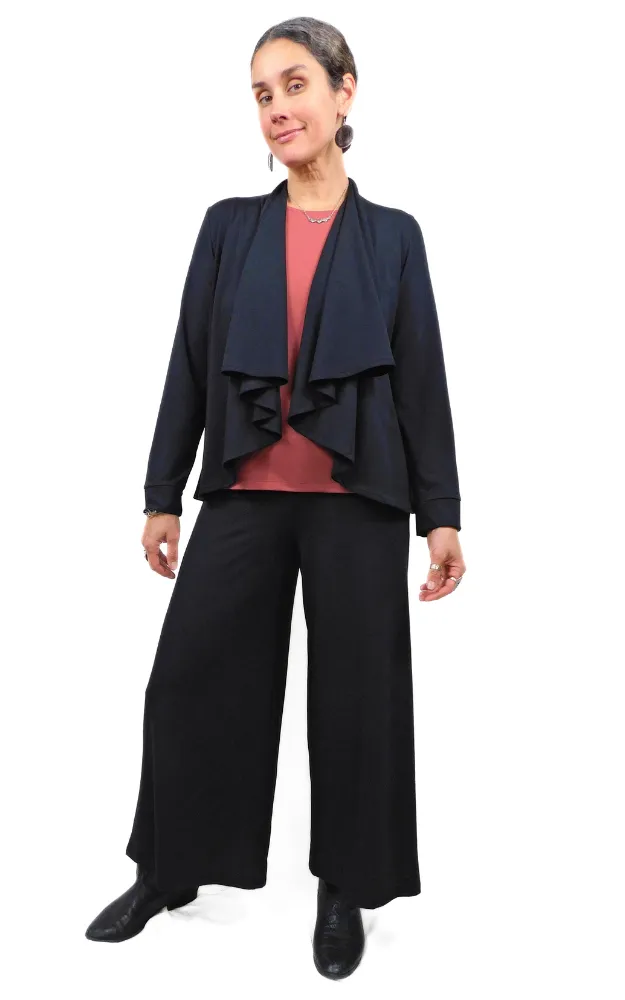 Tencel Lyocell Short Wrap Cardigan - Black