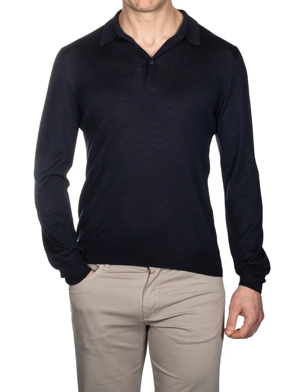 Tennis Long Sleeve Polo Navy