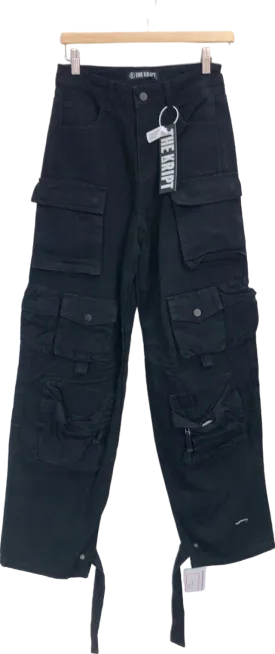 The Kript Black Cargo Trousers UK S
