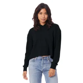 Thermal Relaxed Cropped Hooded Shirt (Black)