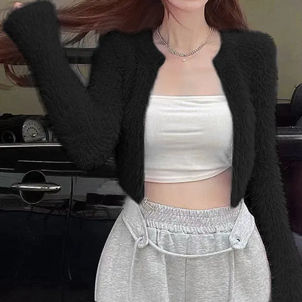 Trendy Mink Plush Coat Temperament Sweater Cardigan