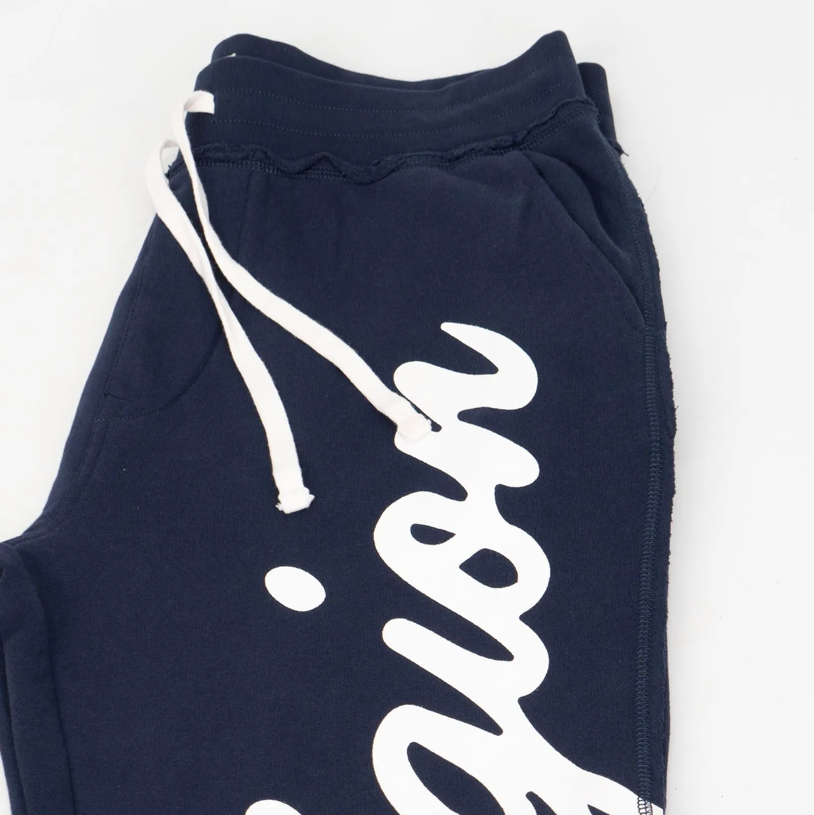 True Religion Mens Joggers Navy Blue Printed Logo on Leg
