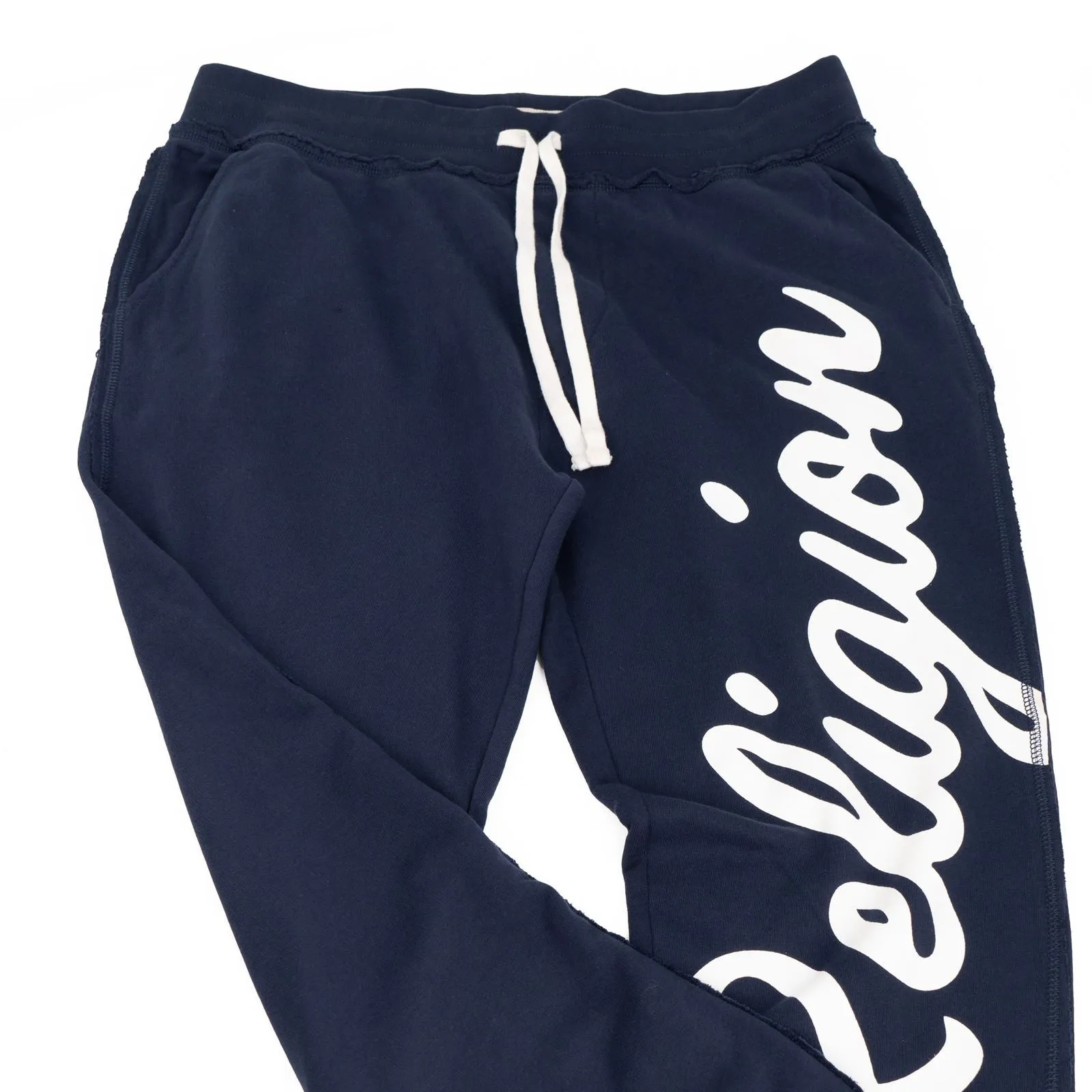 True Religion Mens Joggers Navy Blue Printed Logo on Leg