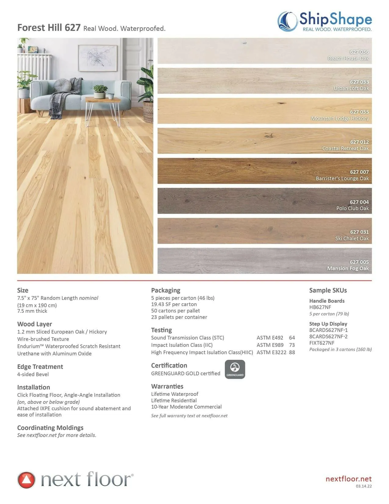 Urban Loft Oak 627 033 - Nextfloor Hardwood 7.5mm Forest Hill 627