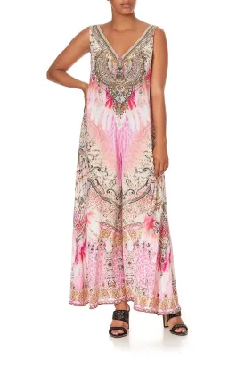 V NECK FLARED JUMPSUIT DECO DARLING