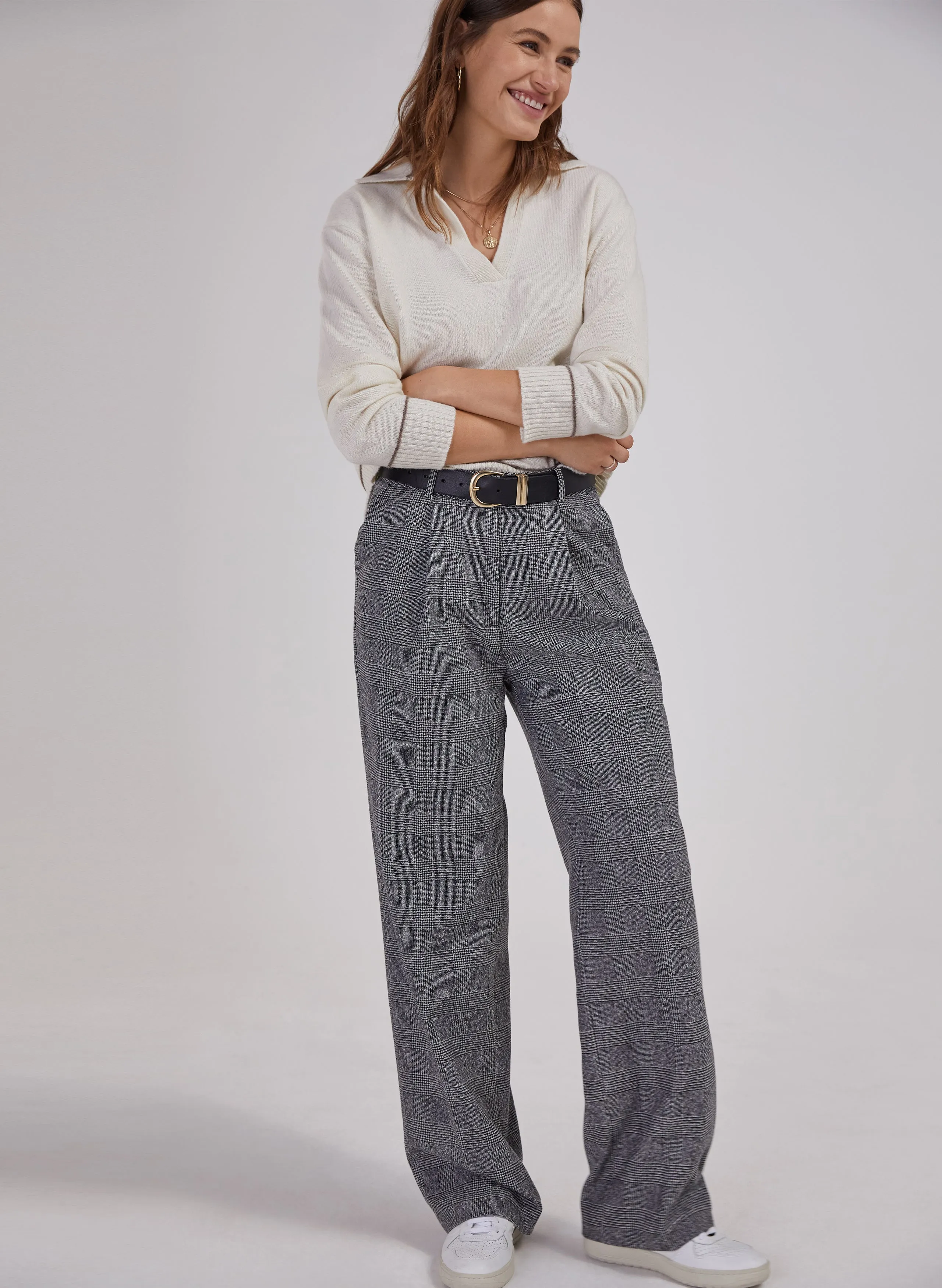 Victoria Wool Blend Wide Leg Trousers