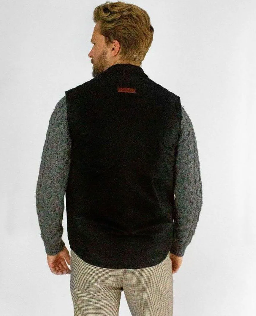Waxed Biker Gilet Black