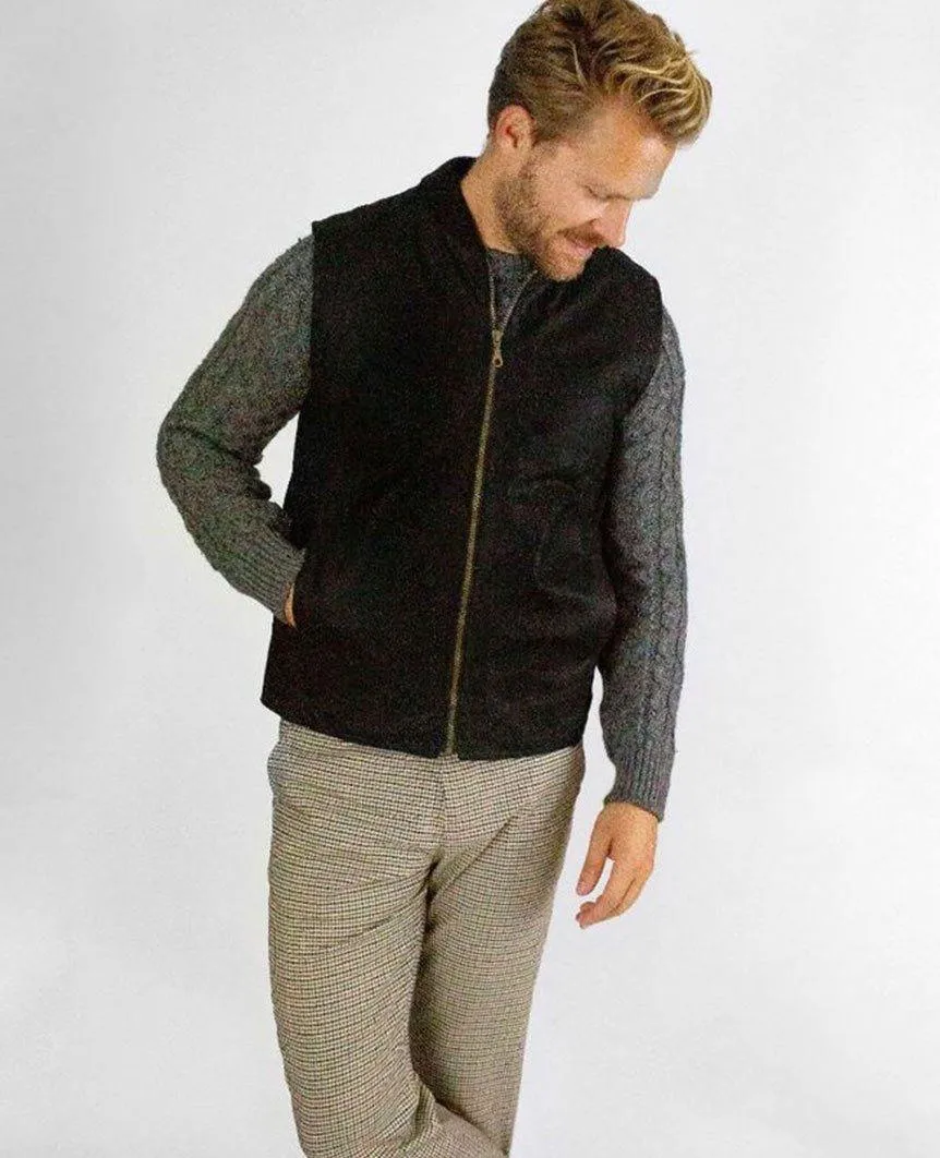 Waxed Biker Gilet Black