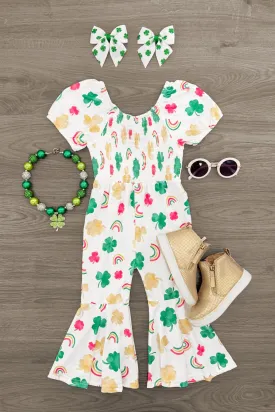 White Shamrock Rainbow Jumpsuit