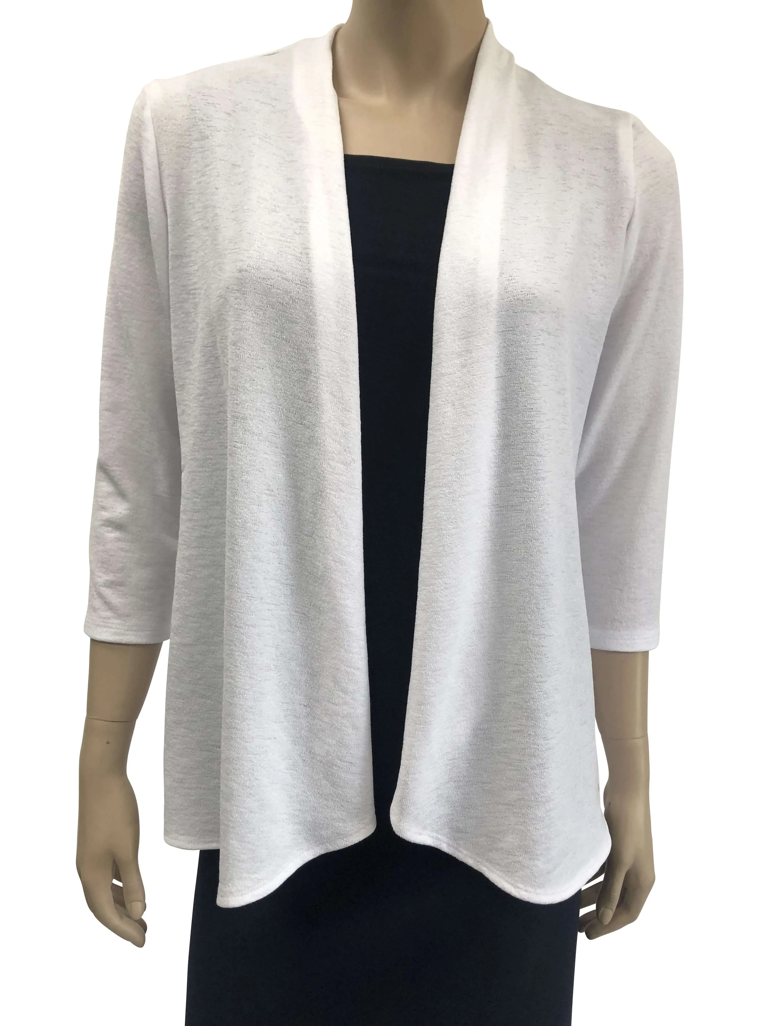 Women's Cardigan White Cover up Quality White Stretch fabric Best Selkler on Sale White Jacket now 50 off Quality made in Canada Yvonne Marie Boutiques Over 30 Years