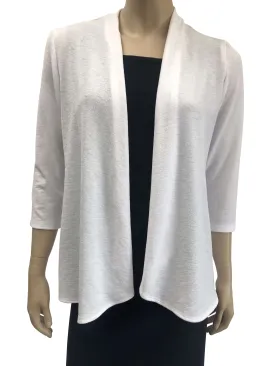 Women's Cardigan White Cover up Quality White Stretch fabric Best Selkler on Sale White Jacket now 50 off Quality made in Canada Yvonne Marie Boutiques Over 30 Years