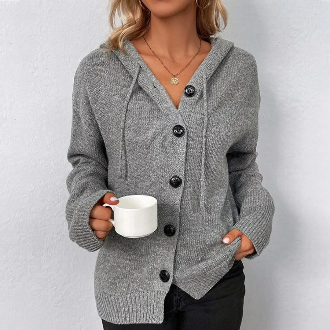Women's Cozy Knit Cardigan with Drawstring Hood | Ideal for Autumn/Winter